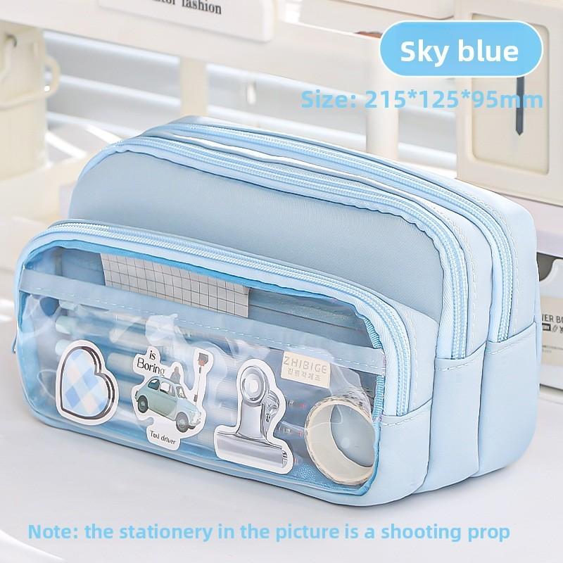 Transparent Pencil Case Large Capacity With Multi Function Design For Students And Office Use