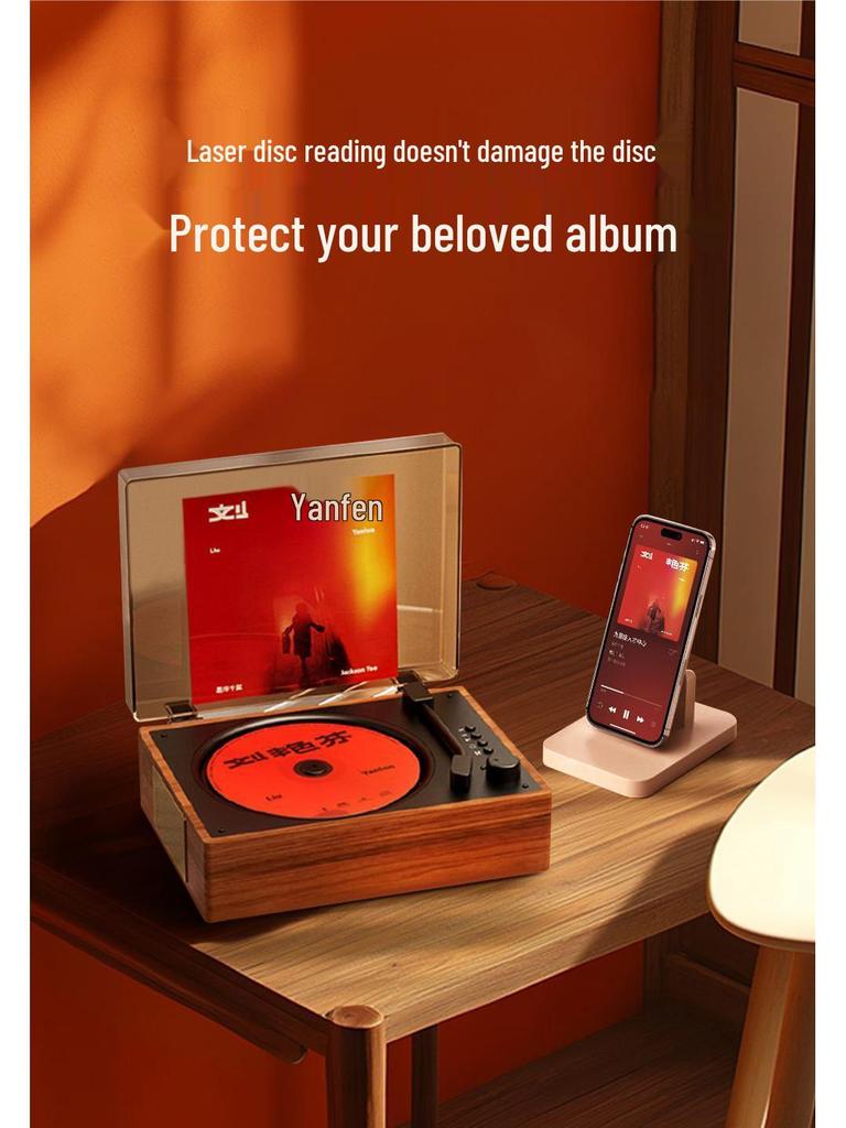 Retro Bluetooth CD Player & Speaker | Portable Rechargeable Home Audio System