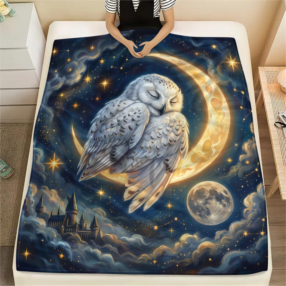 Animals Sleeping Clouds Moon Print Flannel Blanket,High Quality Comfortable for All Seasons,Home Decor,Warmth and Comfort,Perfect for Christmas Gifts