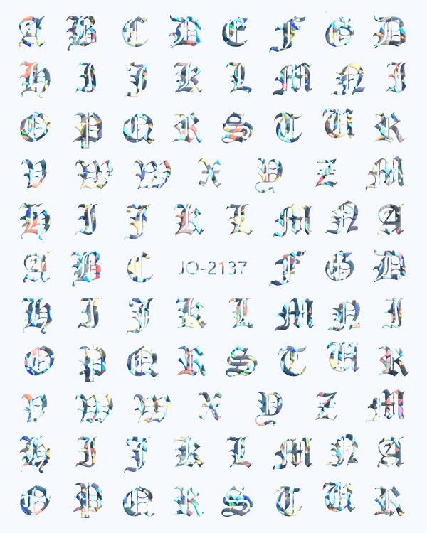 12-Color Gothic Letter 3D Nail Art Stickers: Fluorescent, Hot Stamping, Laser Decals