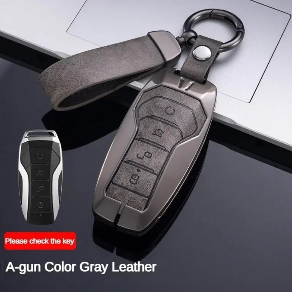 Capa para chaveiro BYD Song Plus Atto 3 Han EV Tang DM Qin Seal Dolphin Couro Metal Controle Remoto Fob Porta-chaves Acessórios para carro
