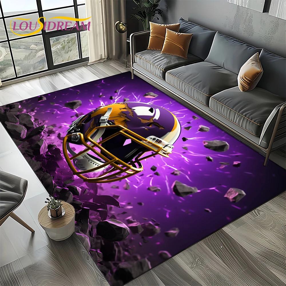 2025 Rugbyfeld Rugby American Football Cartoon Teppich für Wohnzimmer Schlafzimmer Zuhause Sofa Dekoration, Teppich rutschfeste Fußmatte