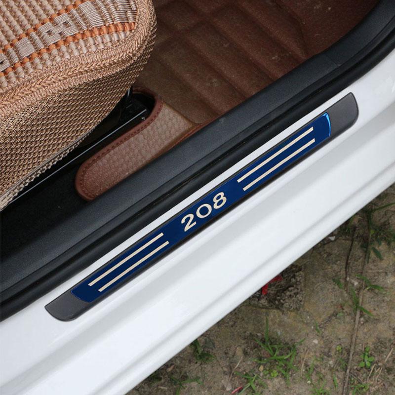 4Pcs/Set for Peugeot 208 2012 -  Stainless Steel Car Door Sill Plate Auto Pedals Protector Cover 