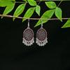 Vintage Ethnic Miao Silver Alloy Teardrop Tassel Earrings