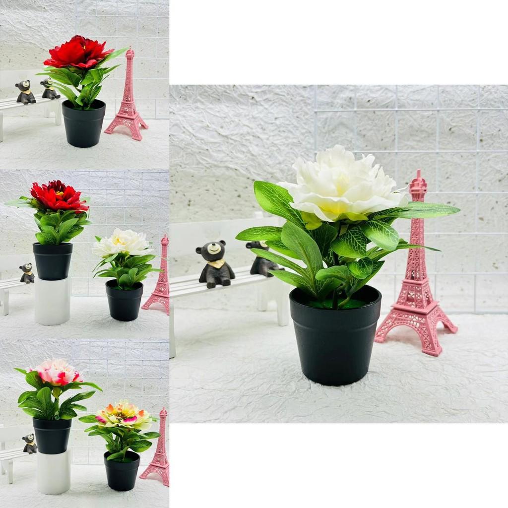 Artificial Peony Flower Pot With Plastic And Silk Material For Home Decor And Living Room Display