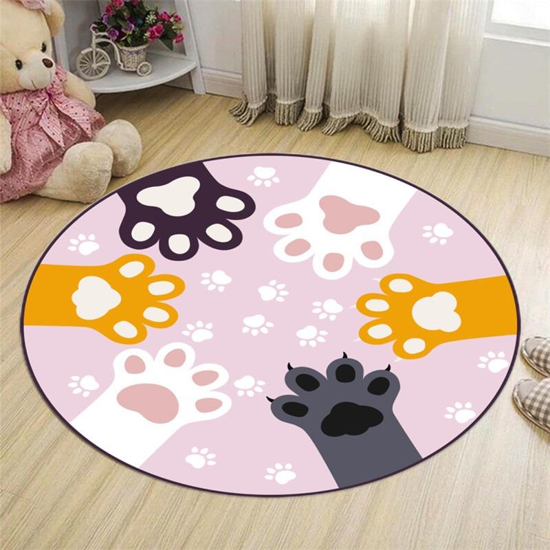 Nordic Kids Room Carpet Round Fox Rabbit Bear Play Mats for Crawling Picnic Anti-Slip Outdoor Floor Decoration Gift for Boys