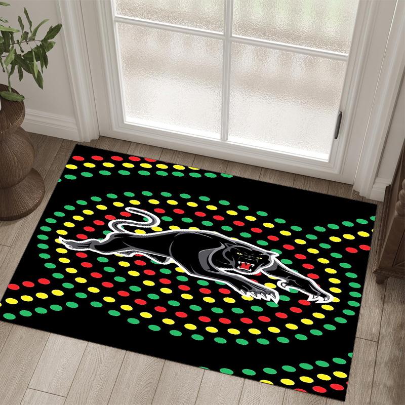 Penrith Panthers Design Crystal Velvet Carpet Cozy Non?Slip Printed Rug For Bedroom Living Room Entrance