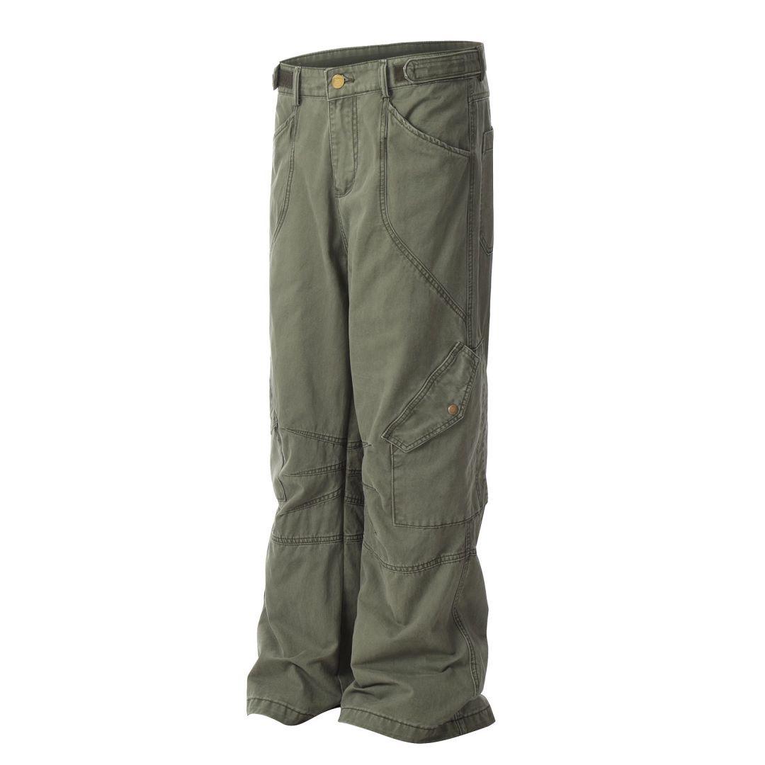 

2024 Винтажный американский ретро-комбинезон со складками - прямые брюки Lumberjack Medium армия зеленый