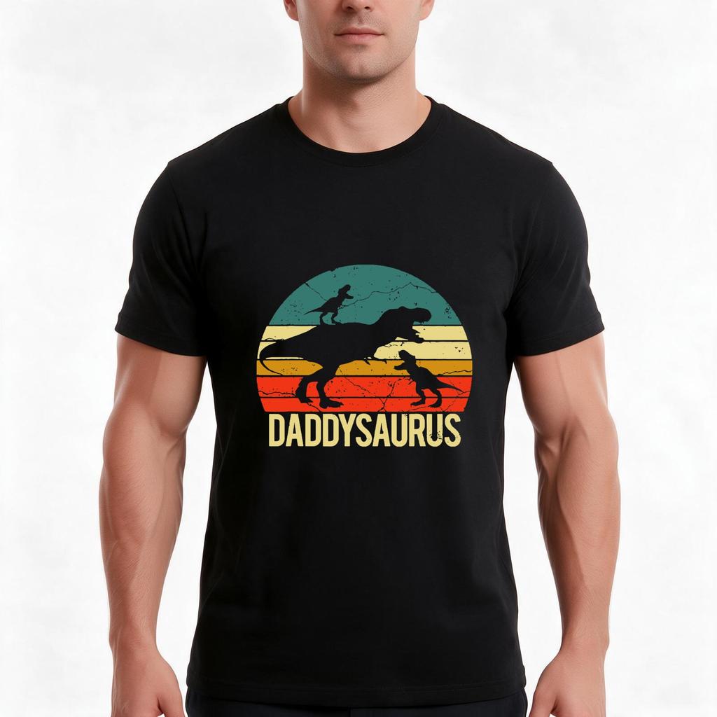 Best Daddysaurus Fathers Day Vintage Shirt Dinosaur Dad Of Two Kids Birthday Tshirt Summer Casual Cotton Tee Unisex Unisex Unisex