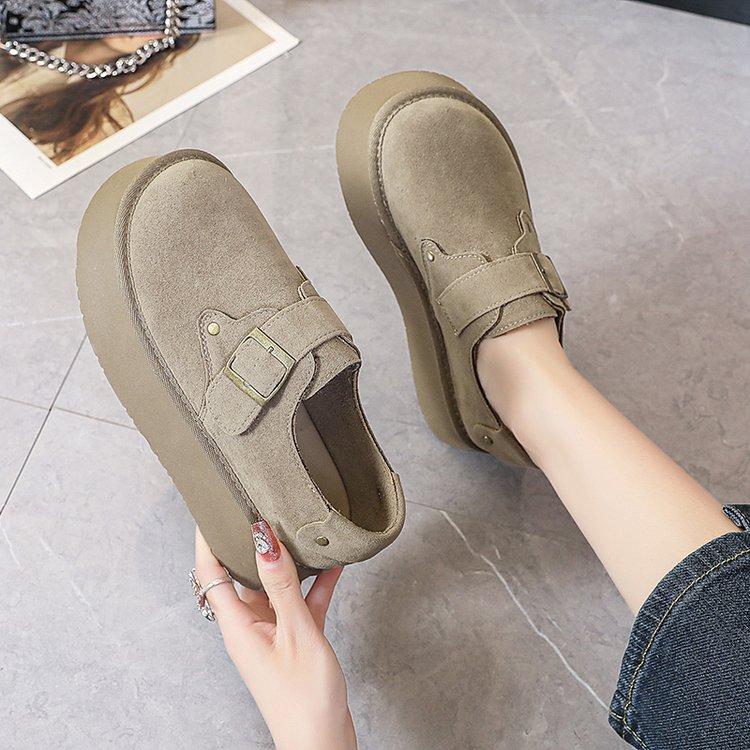 Neue Winter Damen Schnalle Freizeit Schuhe Indoor Outdoor Warme Plüsch Baumwollschuhe Slipper Mode Damen Ballerinas Zapatos De Mujer