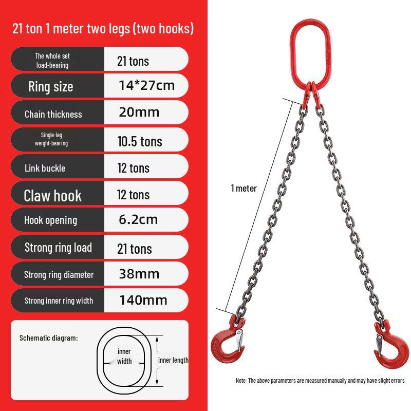 G80 Manganese Steel Hoist Chain Sling with Eye Hook - Single, Two, or Four Legs