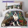 Floral Art Animals Pattern Bedding,Quilt Set Quilt Cover Pillowcase Home Birthday Gift (1 * Duvet Cover + 2 * Pillowcase, Without Core)