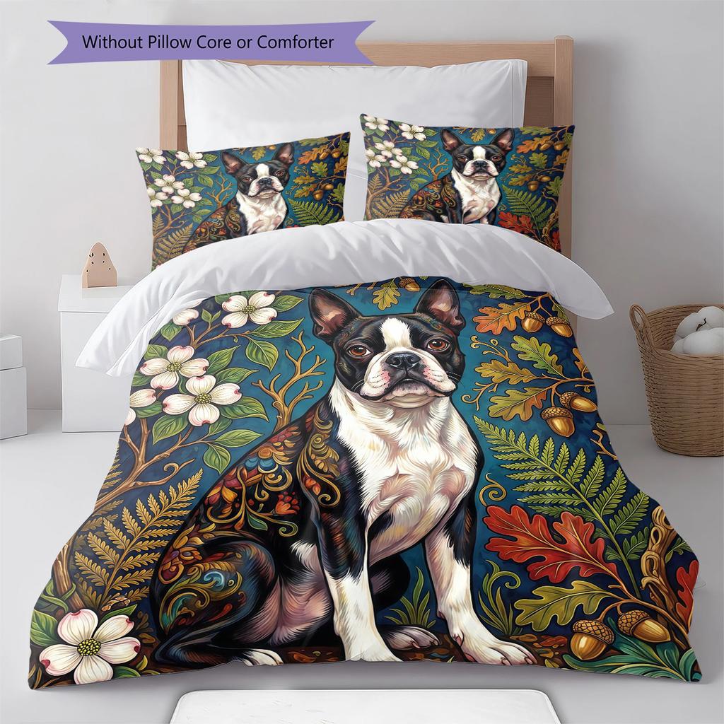 Floral Art Animals Pattern Bedding,Quilt Set Quilt Cover Pillowcase Home Birthday Gift (1 * Duvet Cover + 2 * Pillowcase, Without Core)