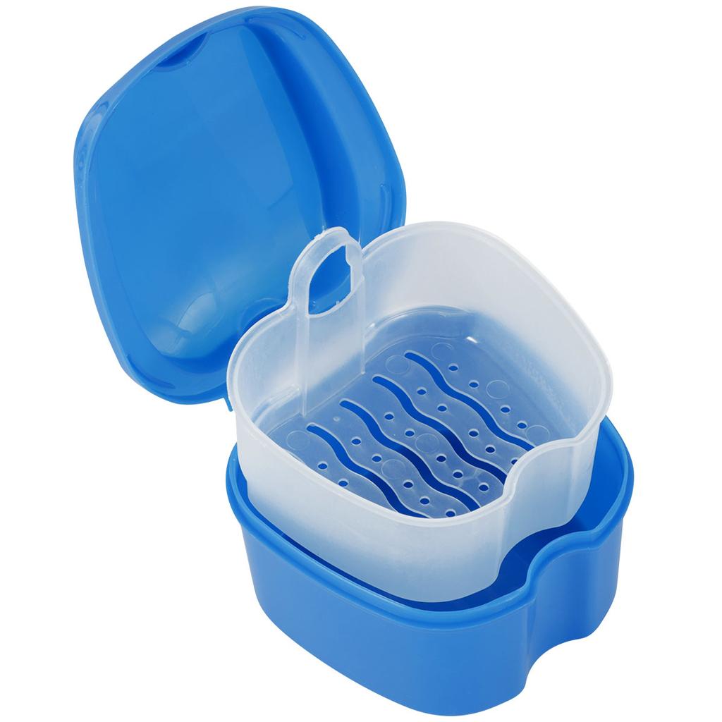 Denture Case Denture Bath Box False Teeth Storage Box with Rinsing Basket Portable False Teeth Storage Case Oral Hygiene Supply