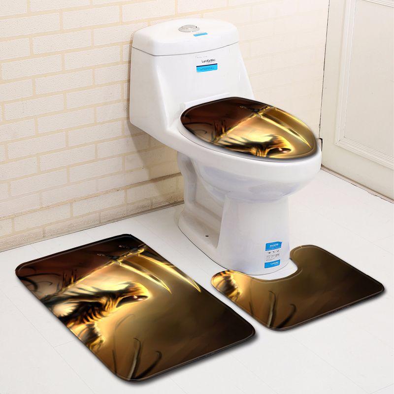 Halloween Bathroom Toilet Three-Piece Floor Mat Doormat Bathroom Carpet