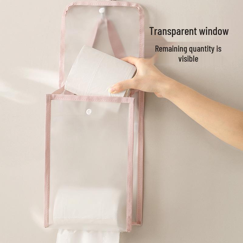 Wall-Mounted Waterproof Tissue Storage Bag - Large Capacity, Punch-Free Design for Kitchen and Bathroom