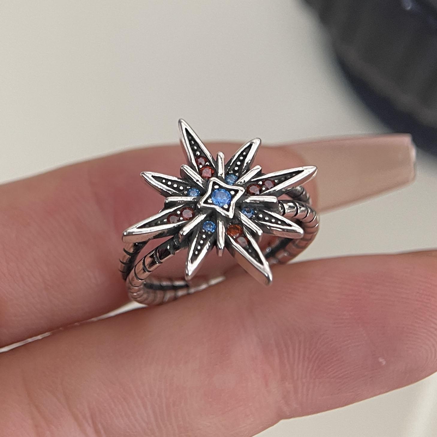 

925 Sterling Silver Rings for Women Couple Minimalist Star Zircon Ring Fine CZ Jewelry Birthday Gift Prevent Allergy resizable