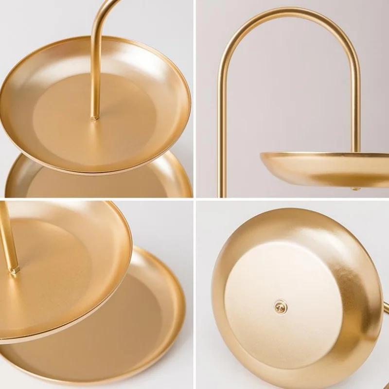 2-stöckiger Obstkorb Haushalt Leichter Luxus Metall Obstteller Tablettständer Persönlichkeit Kreativität Eisenkunst Delikater Obstkorb