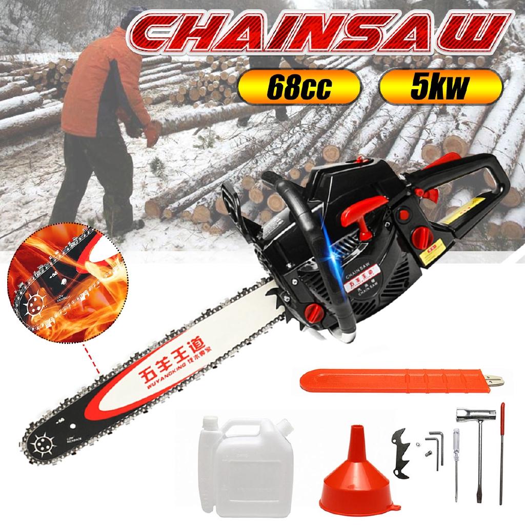20 Inch 5000W Professional Gasoline Chainsaw Bar Gas Powered Chainsaw 62cc Engine Cycle Chain Saw for Woodworking