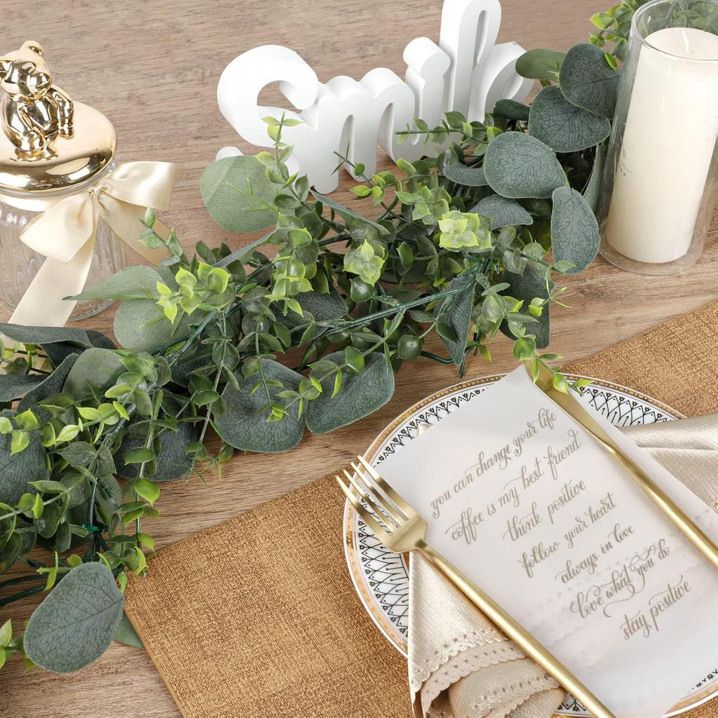 CEWOR 5pcs 5.5ft Artificial Eucalyptus Garland Fake Silver Dollar Eucalyptus Greenery Garland Vines Table Runner for Wedding Arch Backdrop Table