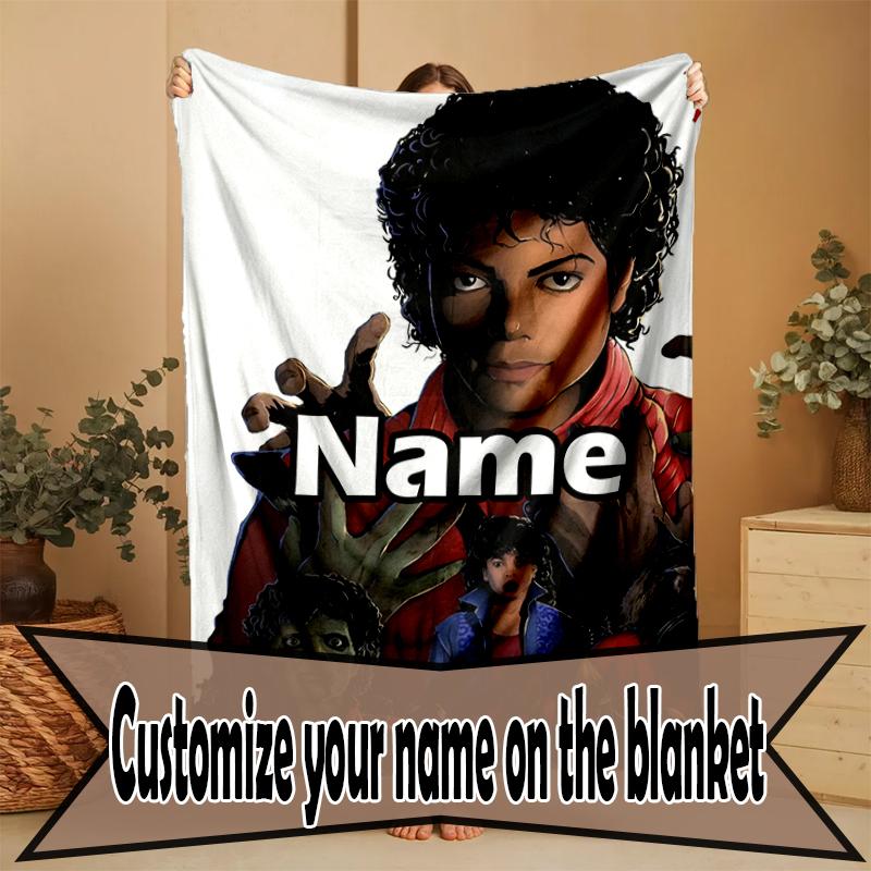 Custom Name Personalized Michael Jackson Print Blanket, Home Decor, Bedroom, Sofa, Camping, Couch, Gifts for Birthday Christmas