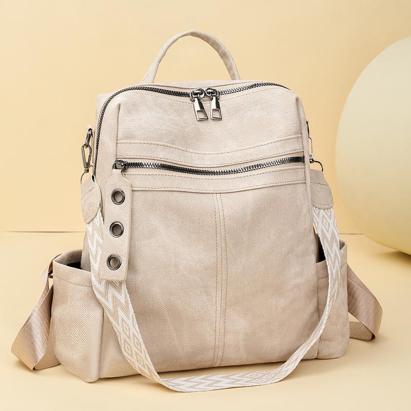 Mochila PU para Mujer Mochila de Gran Capacidad Bolso de Hombro Multifunción