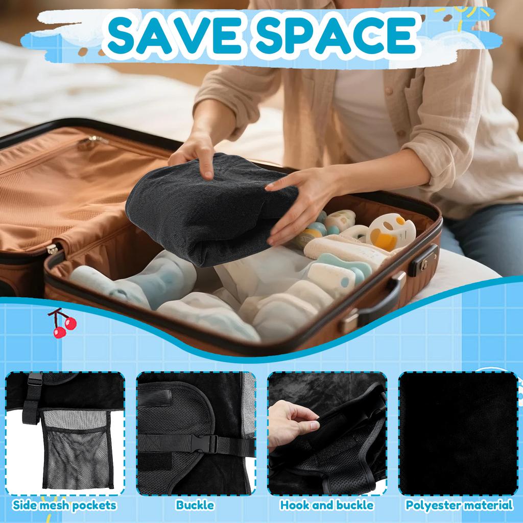 Toddler Airplane Bed Polyester Portable Baby Airplane Seat Extender with Side Mesh Pocket Comfortable Foldable Baby Air Hammock