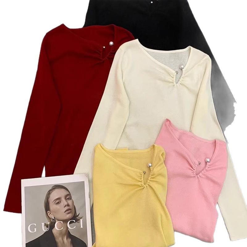 Chic Slim-Fit Long-Sleeve Knit Sweater for Women - Stylish Autumn/Winter Layer