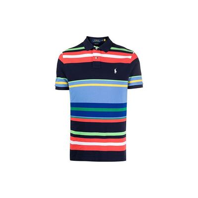 Polo Logo Embroidered Striped Short Sleeve Polo Shirt Men Tops Colorful 710834875-001
