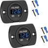 2 Pack DC 12V 24V Waterproof Car Voltmeter LED Digital Display Panel, Round Voltage Gauge with Terminals for Car/Motorcycle/Travel Trailer/Truck/Boat