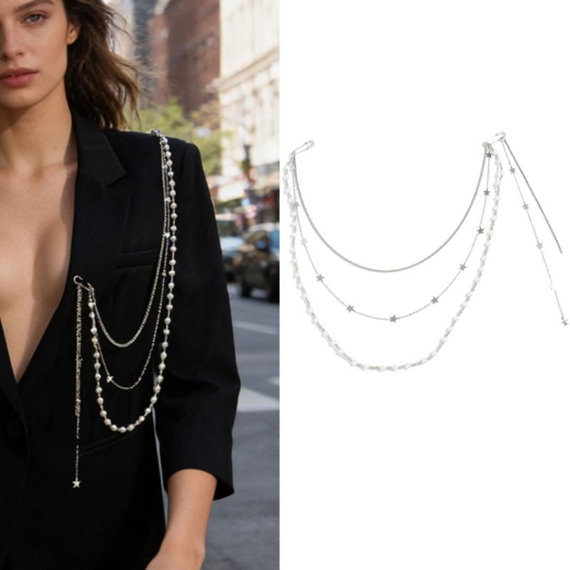 Stilvoller Perlenquasten Halsketten-Brosche mit Kunstperlen Modische Bekleidungsaccessoires für Partys und die Arbeit