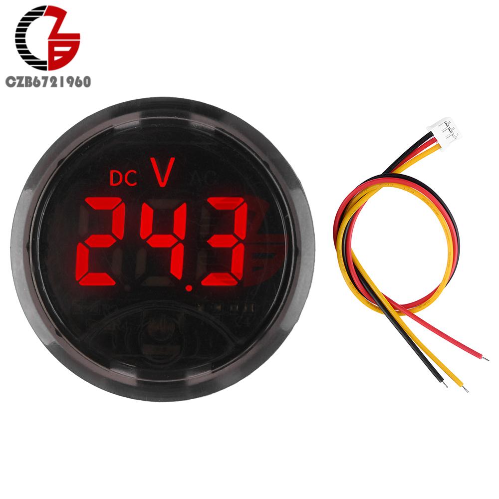 DC 7-120V DC 0-120V LED-Anzeige Voltmeter Rund Zwei-/Dreidraht-Panel-Spannungsmesser DC Berührungsspannungsprüfer für Auto Boot Marine