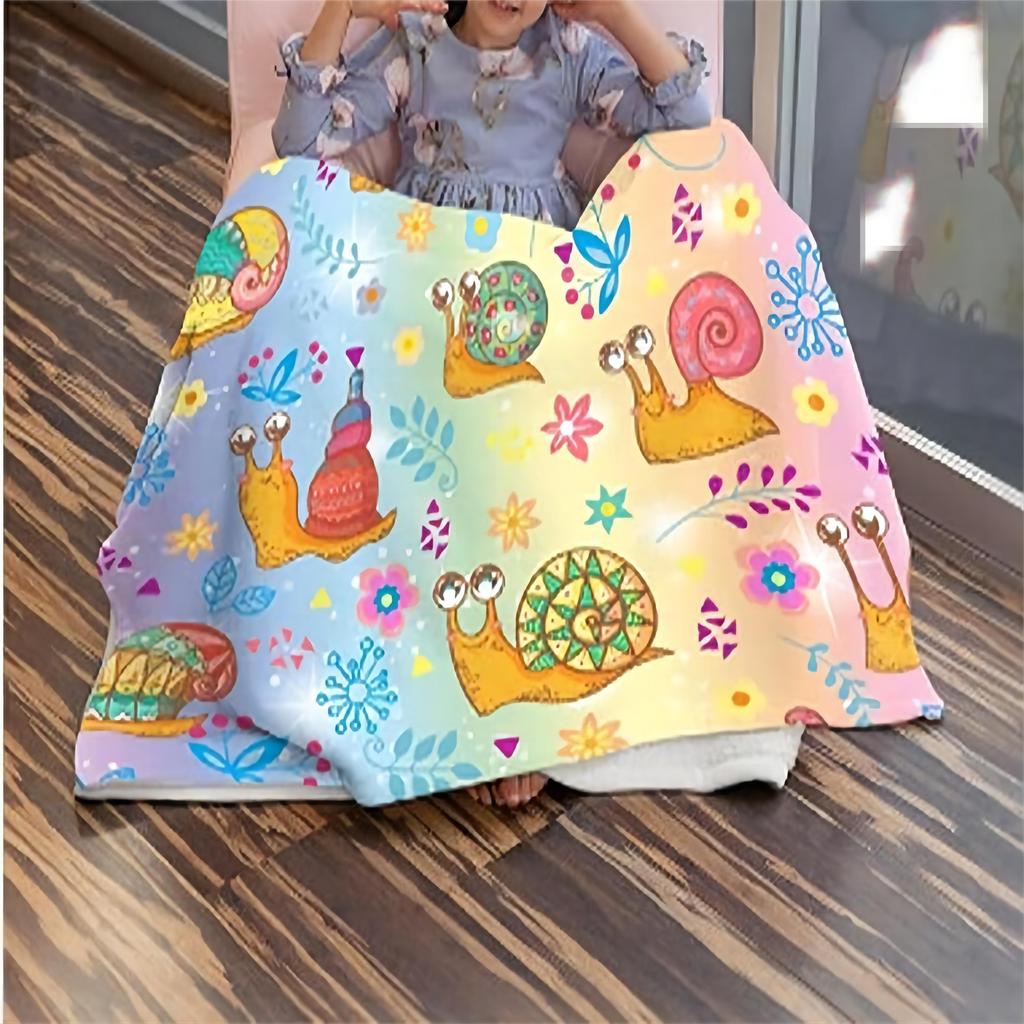 Lustige Süße Bunte Schneckenmuster Druckkunst Decke - Weiche Ganzjahres Mehrzweck-Kuscheldecke für Wohnzimmer, Bett & Geburtstagsgeschenk