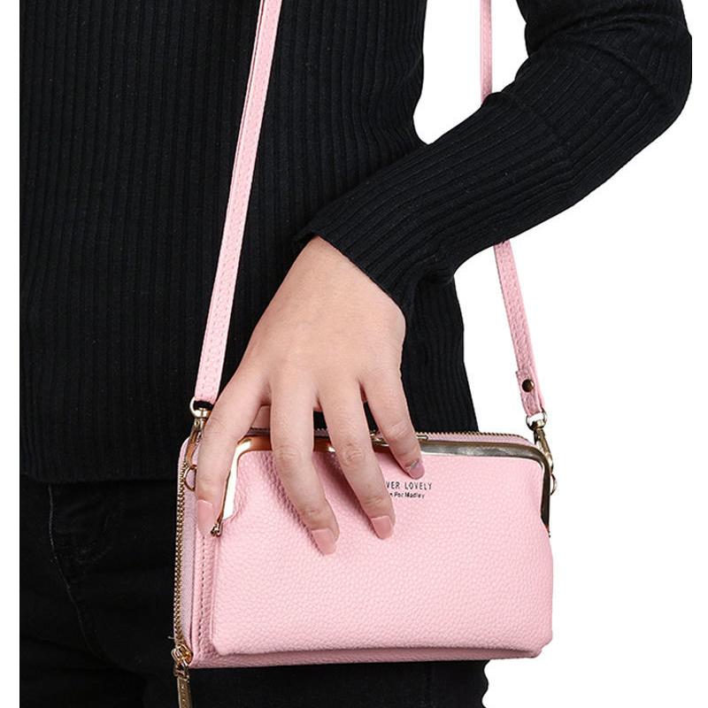 Mobile Phone Bag Female Litchi Grain Messenger Bag Student Versatile Dual-purpose Purse Fashion Makeup Bag Mini Bag