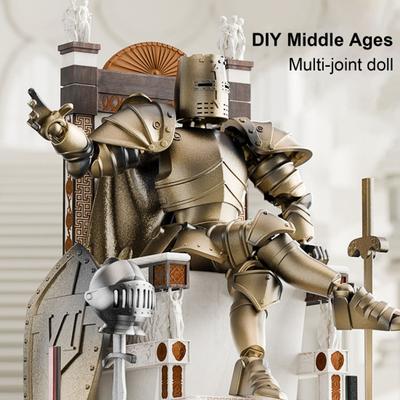 Figura de ação de cavaleiro medieval com acessórios, articulações móveis, modelo de cavaleiro, brinquedo, robô articulado, boneco, decoração para casa e escritório
