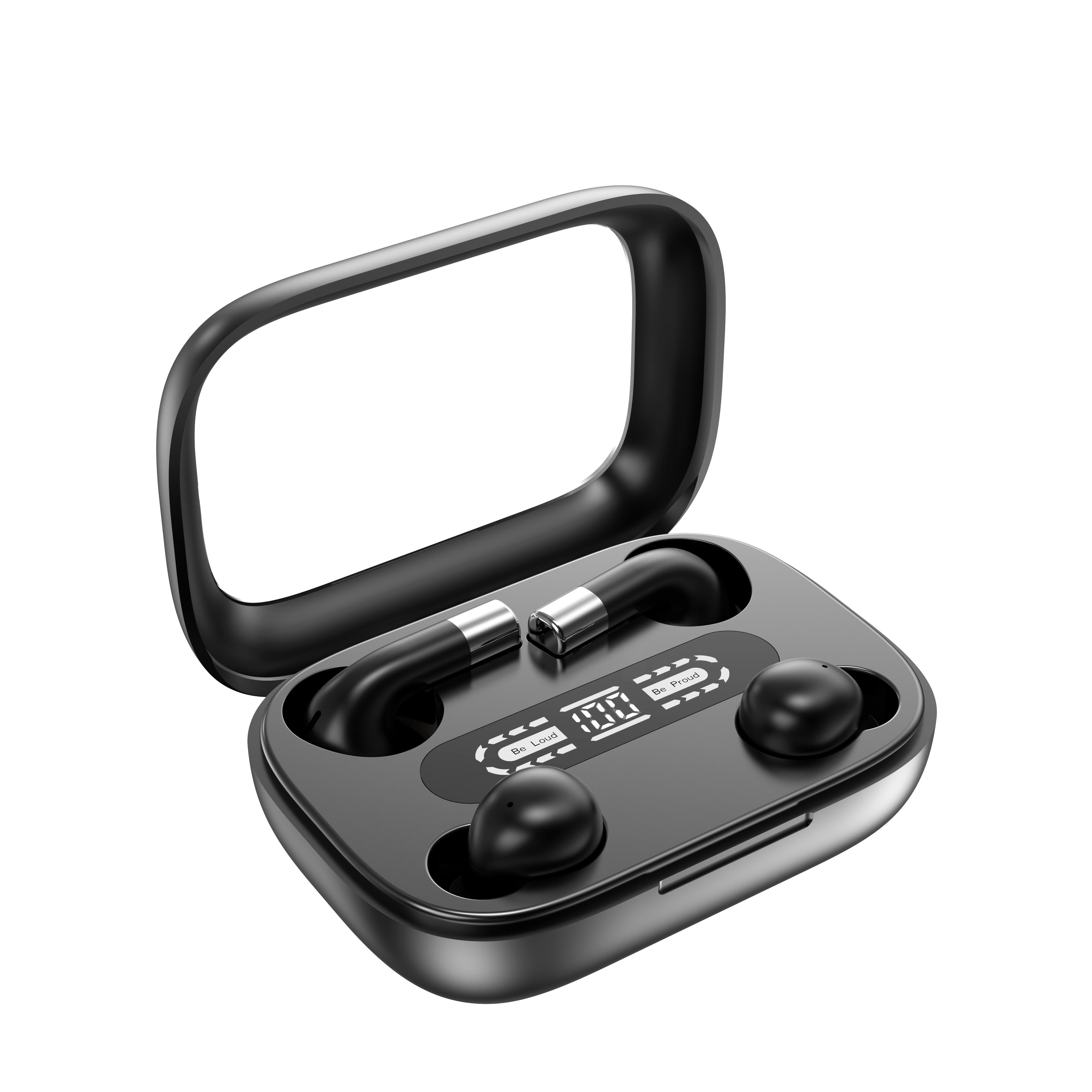 Cuffie 2 in 1 doppie, auricolari wireless Bluetooth 5.4, auricolari sportivi, per dormire, riduzione del rumore, chiamate HD, auricolari HIFI, musica, bassi nero