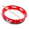 DINGEE Tambourine with Skin, Set of 2, Hand Drum with 6 Jingle Bells, Handheld Educational Percussion Instrument, Approx. 20cm Diameter, Includes