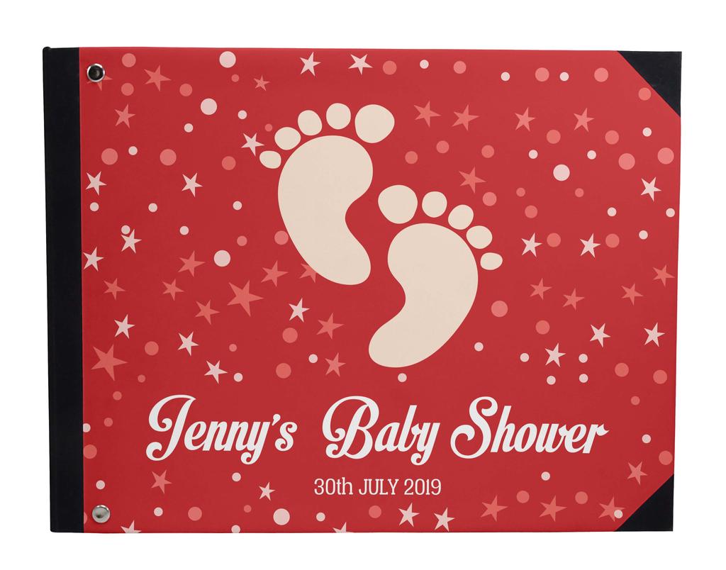 Darling Souvenir Blue Seamless Heart & Baby Objects Personalized Printed Baby Shower  Guest  Book  Scrapbook-7 x 9