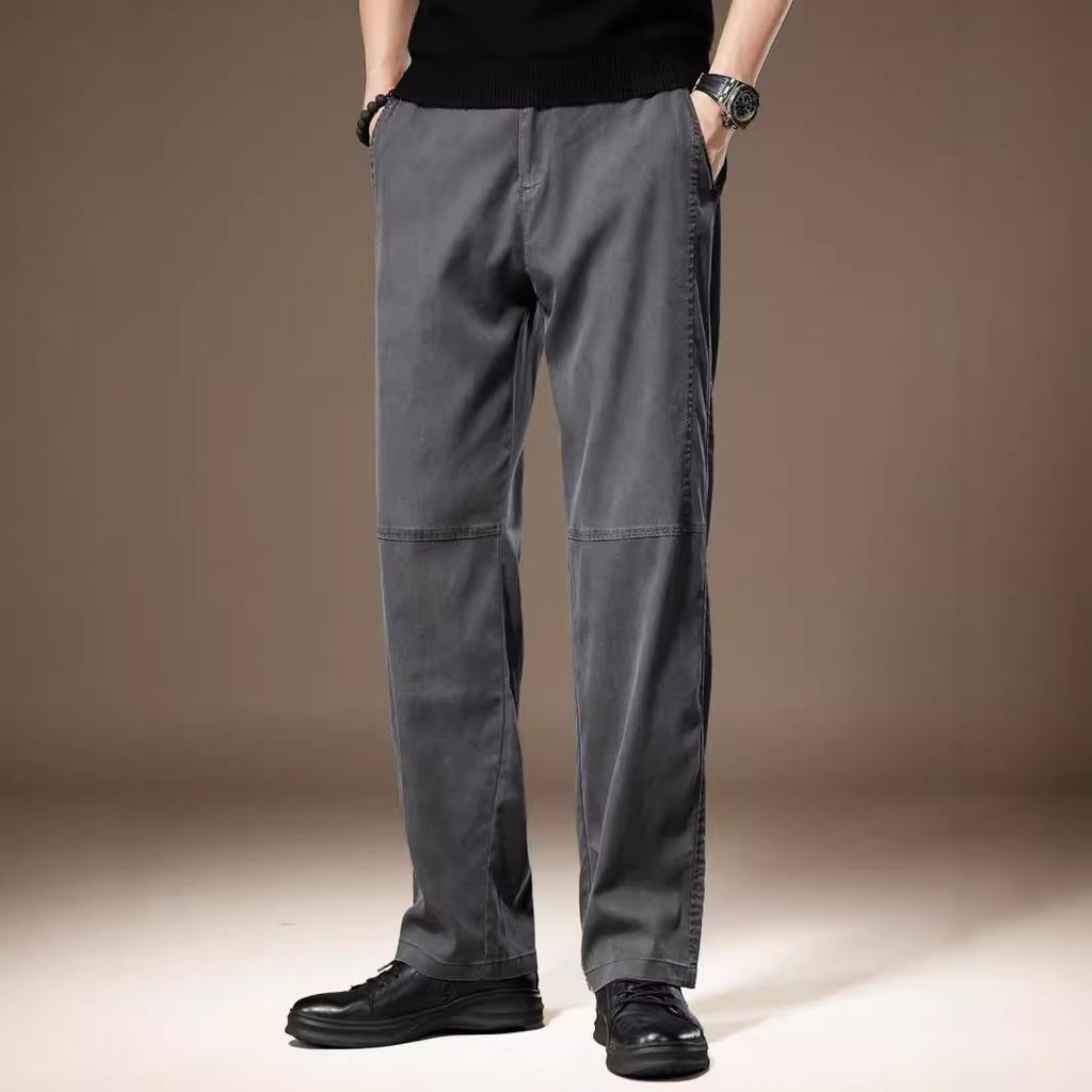 High-end American Lyocell casual pants for men's summer new loose straight drape versatile wide-leg trousers for men