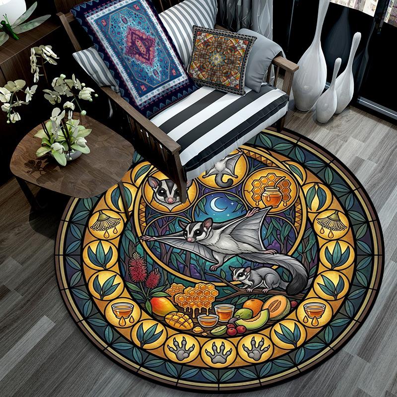 Hamsters Glass Journey Round Area Rug Under Office Chairs Bedroom Living Room Home Decor