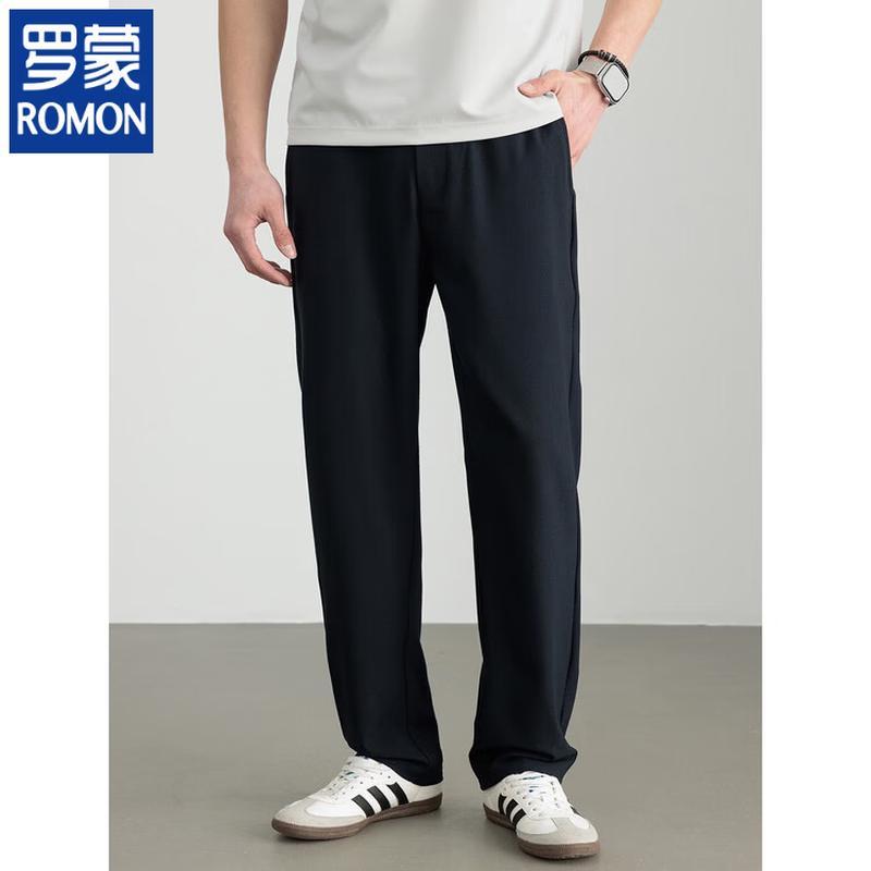 

ROMON Men s Linen Blend Casual Drawstring Straight Leg Pants 4XL