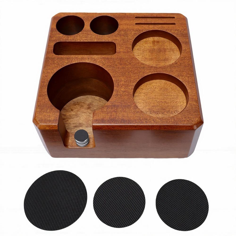 Adjustable Espresso Tamping Station Walnut Wood Tamper Holder Stand Coffee Station