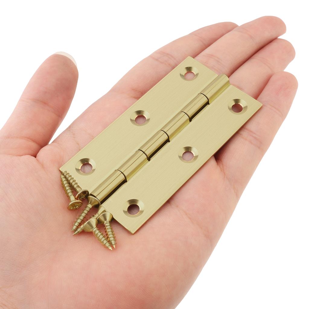 8 Pcs Solid Brass Butt Hinges with 48 Pcs Screws for Furniture, Cabinet, Drawer, Wood Box - Heavy Duty Folding Hardware