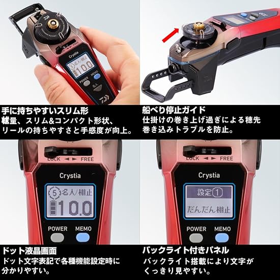 Daiwa Wakasagi Electric Reel Crystia Wakasagi CRS-C+ Metal Gunmetal/White Gradation