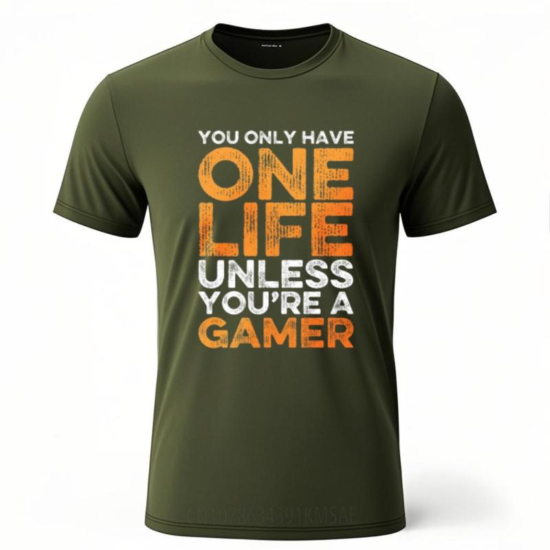 New Tee Plus Size Tshirt Soft For Unisex Crew Neck Tshirt Graphic You Only Have One Life Unless Youre A Gamer Retro Unisex Teeshirt