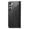 For Samsung Galaxy S23 Mandala Pattern Embossed PU Wallet Folio Case Stand Shockproof Protection Cover with Strap