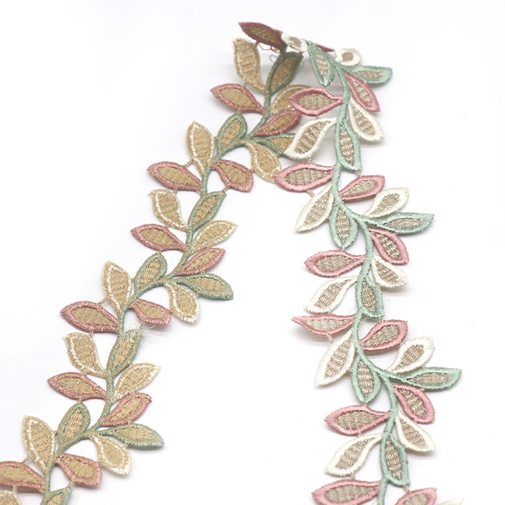 H833 Colorful Leaf Flower Lace Trim Knitting Wedding Embroidered Diy Handmade Patchwork Ribbon Sewing Supplies Crafts