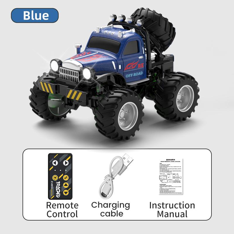 Desktop Mini Rc Car 1/64 Alloy Diecast With Trailer Remote Control Pick-up Trucks Cars For Boys Electric Truck For Kid Gift