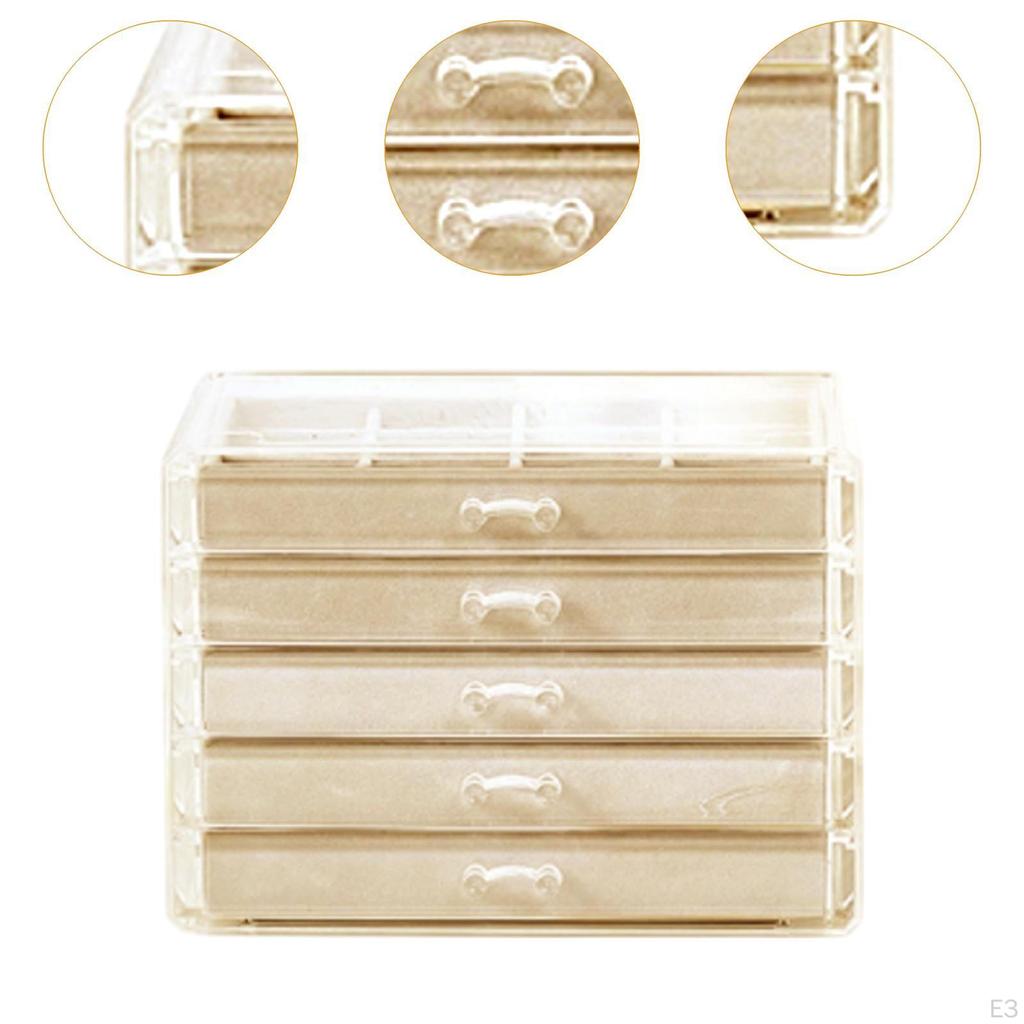 5-lagiger Schmuckschatulle-Organizer für den Schreibtisch, staubdicht, eleganter Behälter aus Acryl für Ringe