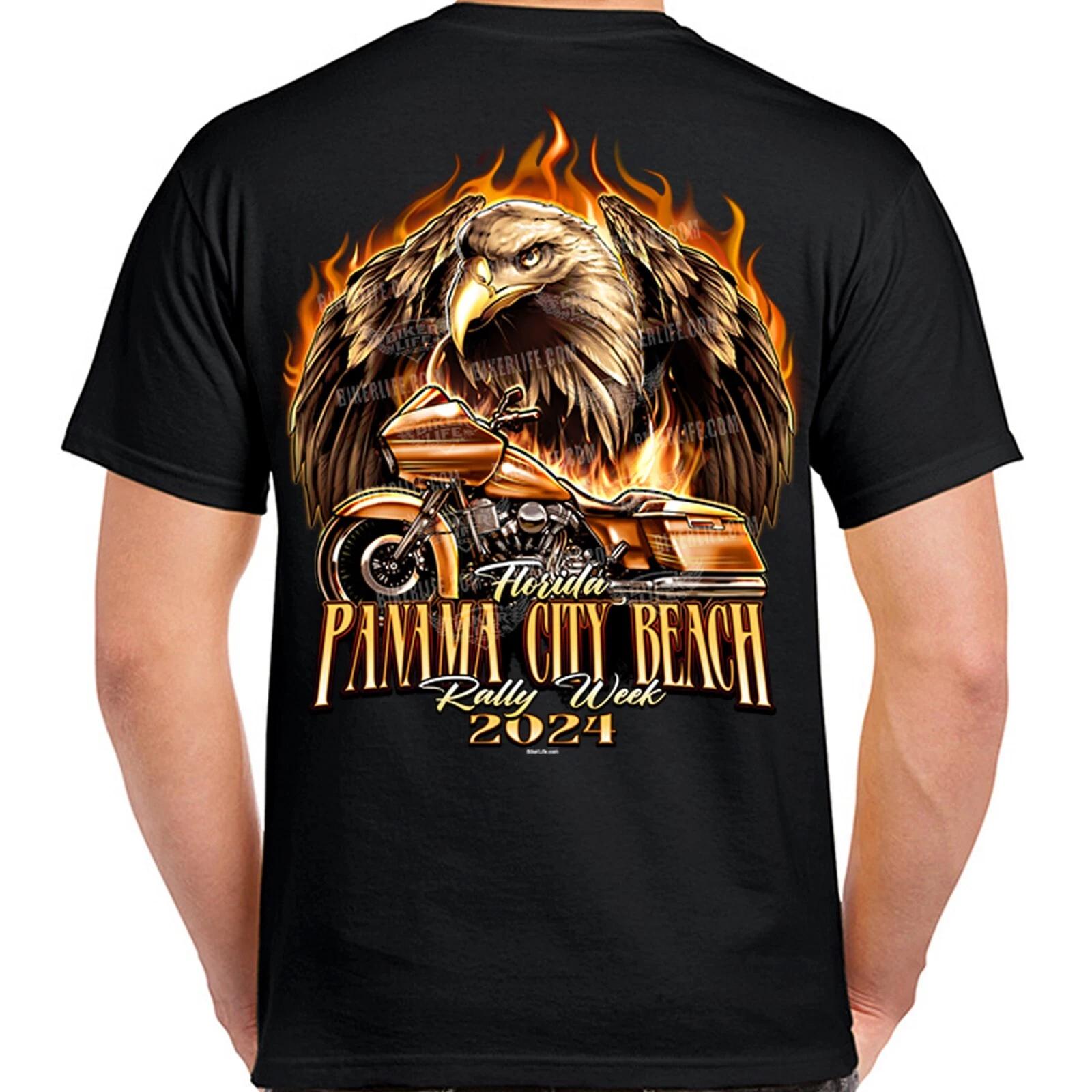 2024 Panama City Beach Rally Week Freedom Flame Bagger Biker T-Shirt XXXXL